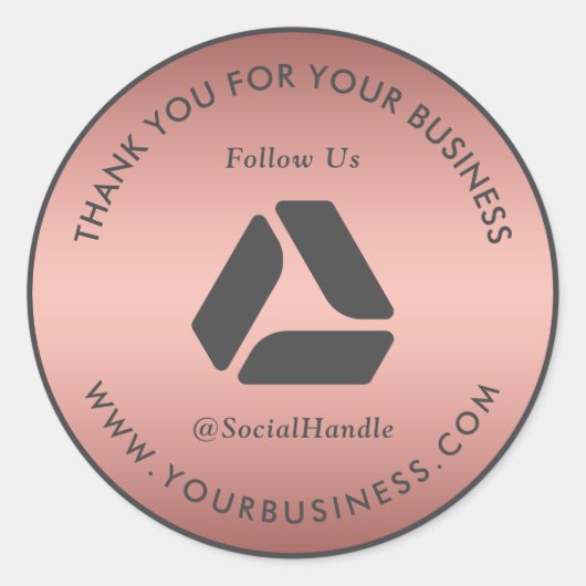 Rosegold en grijs | Bedankt Business LOGO Sticker (Voorkant)