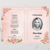 ROSEGOLD FLORAL | Sjabloon van het begrafenisprogr (Voorkant / Achterkant)