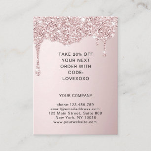 Rosegold Glitter Discount Card Kortingskaartje