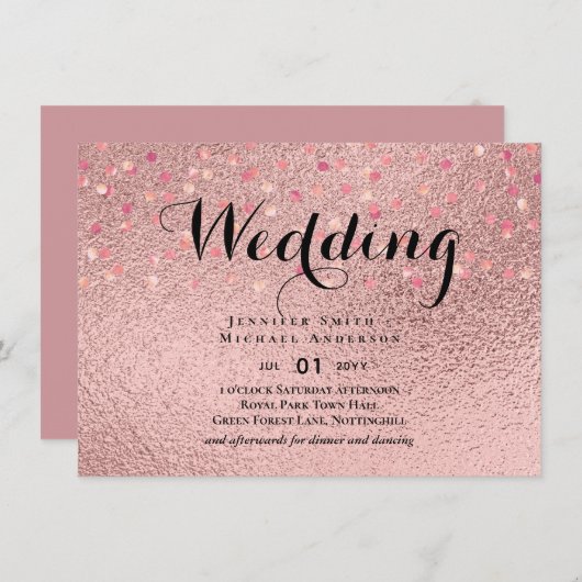 RoseGold Glitter Glam Folie Kijk naar bruiloft (Voorkant / Achterkant)