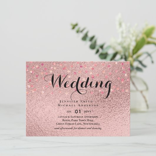 RoseGold Glitter Glam Folie Kijk naar bruiloft (Staand voorkant)