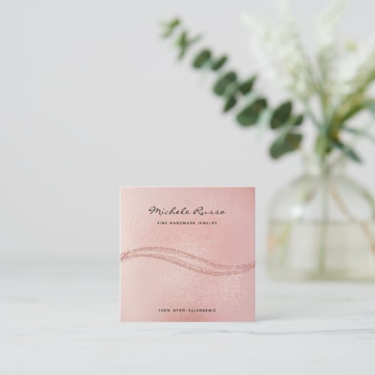 Rosegold Handgemaakte QR Code Sieraden Display Kaa Contactkaartje (Staand voorkant)