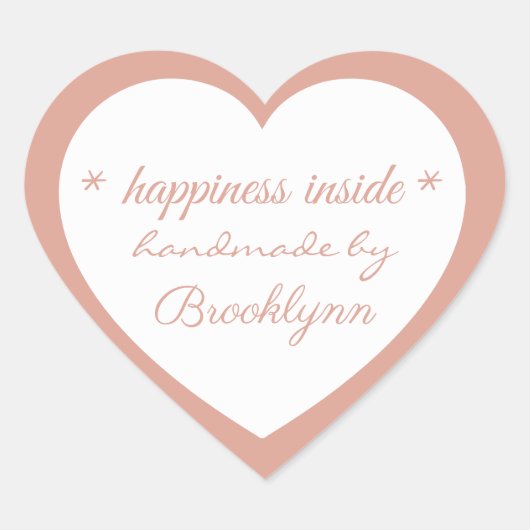 Rosegold handmade by X, Custom Elegant   Hart Sticker (Voorkant)