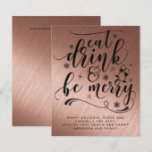 ROSEGOLD Kerstmis  Eet Drink Wees Vrolijk Typograf (Voorkant / Achterkant)