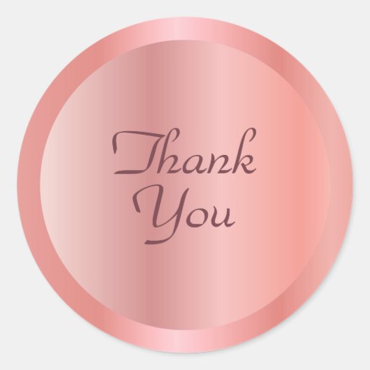 Rosegold Kleur Bedankt Tekst Elegante Sjabloon Ronde Sticker (Voorkant)