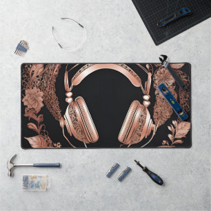 Rosegold Koptelefoons AI-kunst Bureaumat