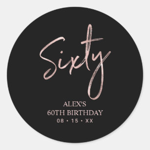 Rosegold Lettering 60th Birthday Party Favor Ronde Sticker