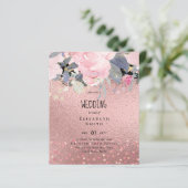 RoseGold Metallic Glitter Floral Folie Kijk bruilo (Staand voorkant)