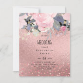 RoseGold Metallic Glitter Floral Folie Kijk bruilo (Voorkant)