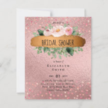RoseGold Metallic Glitter Floral Folie Kijk bruilo