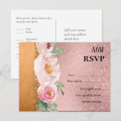 RoseGold Metallic Glitter Floral Folie Kijk bruilo Briefkaart (Voorkant / Achterkant)