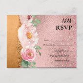 RoseGold Metallic Glitter Floral Folie Kijk bruilo Briefkaart (Voorkant)