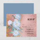 RoseGold Metallic Glitter Floral Folie Kijk bruilo Uitnodiging Briefkaart (Voorkant / Achterkant)