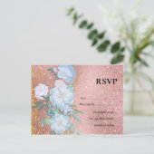 RoseGold Metallic Glitter Floral Folie Kijk bruilo Uitnodiging Briefkaart (Staand voorkant)