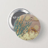 Rosegold Pussy WIllow Bird Design Botton Ronde Button 5,7 Cm (Voorkant /achterkant)
