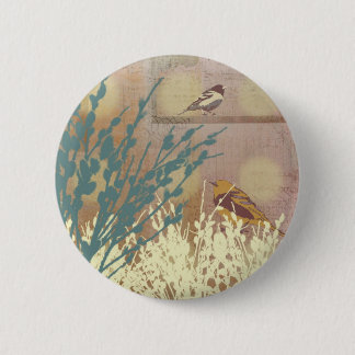 Rosegold Pussy WIllow Bird Design Botton Ronde Button 5,7 Cm