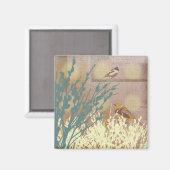 Rosegold Pussy Willow Vogel Design Magnet (Voorkant / Achterkant)