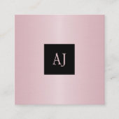 Rosegold roze metallic monogram make-up artiest vierkante visitekaartje (Voorkant)