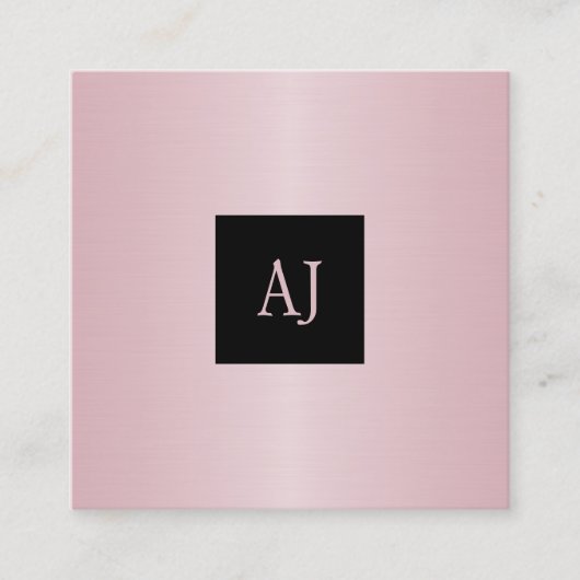 Rosegold roze metallic monogram make-up artiest vierkante visitekaartje (Voorkant)