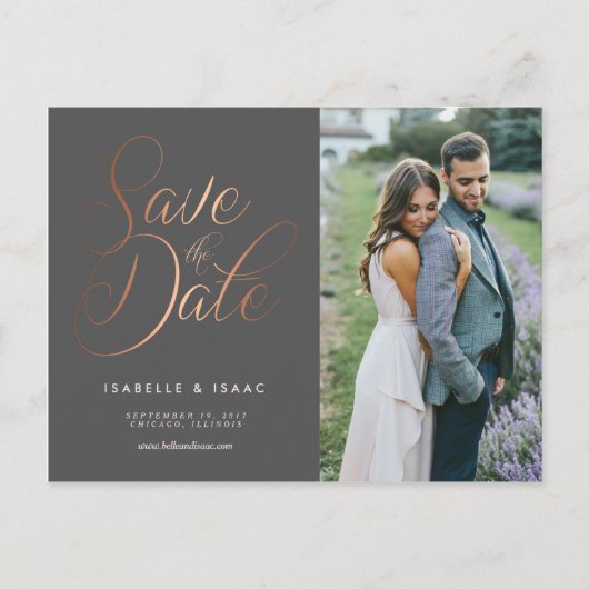 Rosegold Save the Date Briefkaart (Voorkant)