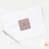 Rosegold Trendy Monogram Elegant Sjabloon Vierkante Sticker (Envelop)