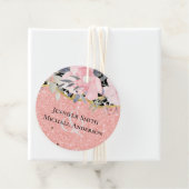 Rosegold TROUW Meisjesachtig Roze Bloem Glitter Gl Bedankjes Labels (In situ)