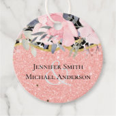 Rosegold TROUW Meisjesachtig Roze Bloem Glitter Gl Bedankjes Labels (Voorkant)