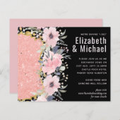 Rosegold WEDDING Girly Pink Floral Glitter Glam (Voorkant / Achterkant)