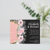 Rosegold WEDDING Girly Pink Floral Glitter Glam (Staand voorkant)