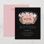 Rosegold WEDDING Girly Pink Floral Glitter Glam (Voorkant / Achterkant)