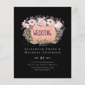 Rosegold WEDDING Girly Pink Floral Glitter Glam (Voorkant)