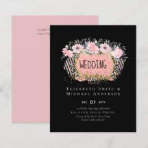 Rosegold WEDDING Girly Pink Floral Glitter Glam