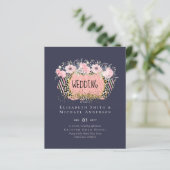 Rosegold WEDDING Girly Pink Floral Glitter Glam (Staand voorkant)