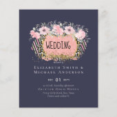 Rosegold WEDDING Girly Pink Floral Glitter Glam (Voorkant)