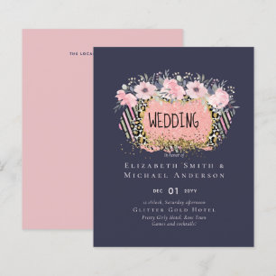 Rosegold WEDDING Girly Pink Floral Glitter Glam