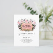 Rosegold WEDDING Girly Pink Floral Glitter Glam (Staand voorkant)