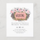 Rosegold WEDDING Girly Pink Floral Glitter Glam (Voorkant)