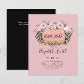 Rosegold WEDDING Girly Pink Floral Glitter Glam (Voorkant / Achterkant)
