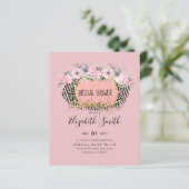 Rosegold WEDDING Girly Pink Floral Glitter Glam (Staand voorkant)