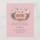 Rosegold WEDDING Girly Pink Floral Glitter Glam (Voorkant)