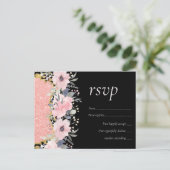 Rosegold WEDDING Girly Pink Floral Glitter Glam Briefkaart (Staand voorkant)