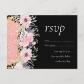 Rosegold WEDDING Girly Pink Floral Glitter Glam Briefkaart (Voorkant)