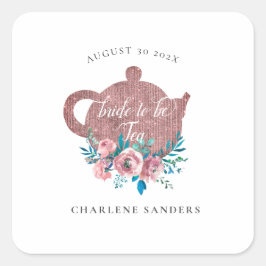 Rosegoud en helder aqua bruiloft thee vierkante sticker