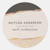 Roségoud glitter zwart roze modern ronde sticker (Voorkant)