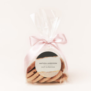 Roségoud glitter zwart roze modern ronde sticker