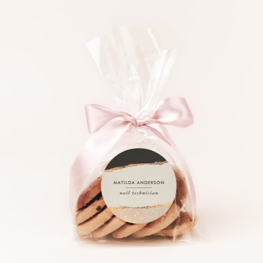 Roségoud glitter zwart roze modern ronde sticker