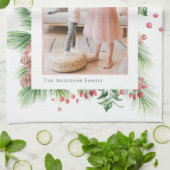 Rosehips & Holly Berries - kerstfoto Theedoek (Gevouwen)