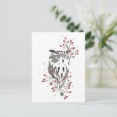 Rosehips Owl Briefkaart (Staand voorkant)