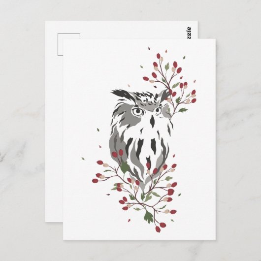 Rosehips Owl Briefkaart (Voorkant / Achterkant)