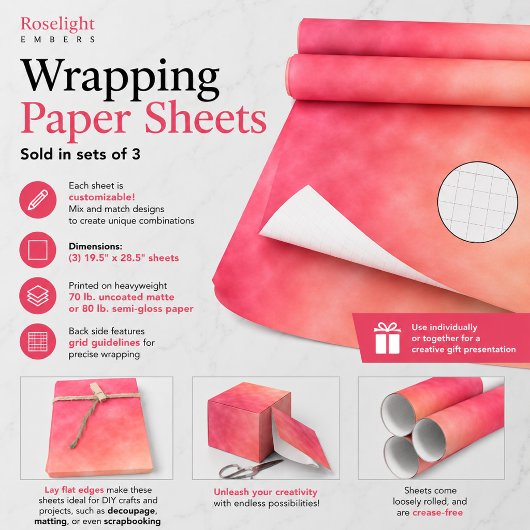 Roselight Embers Inpakpapier Vel